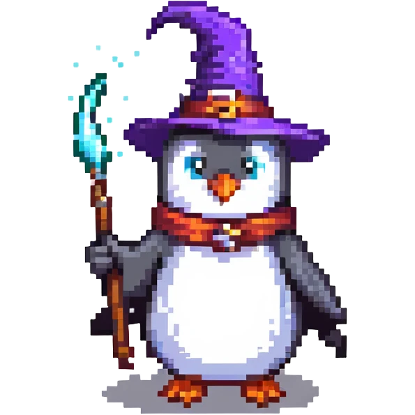penguin wizard casting a spell emoji