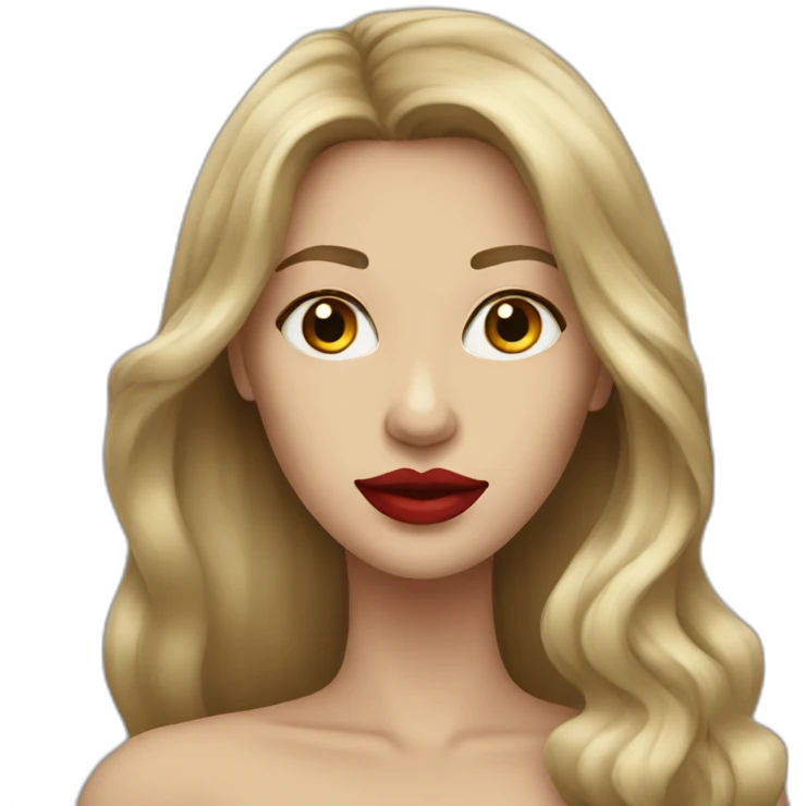 Long dark blond hair woman red lip emoji