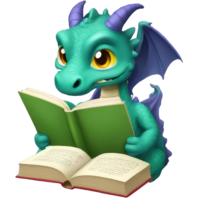 Dragon reading book emoji
