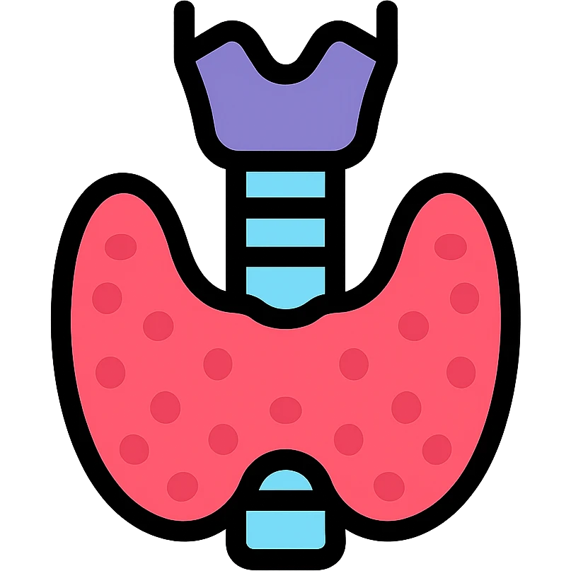 colorful, simple, and clear icon of the human thyroid gland, color outline style emoji