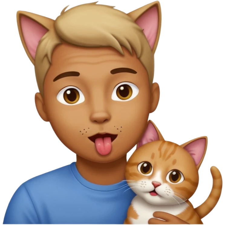 a man licking a cat emoji