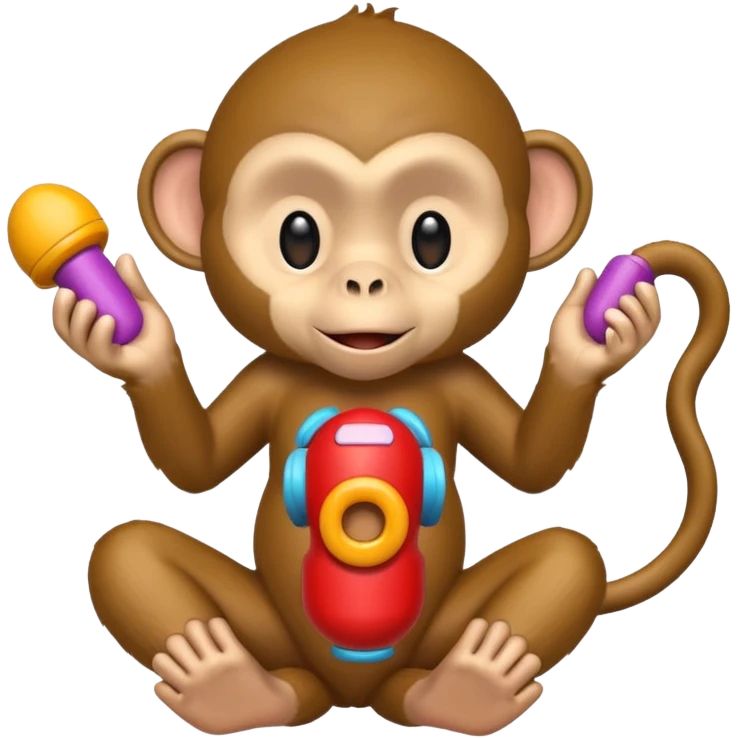A monkey playing with sex toys emoji