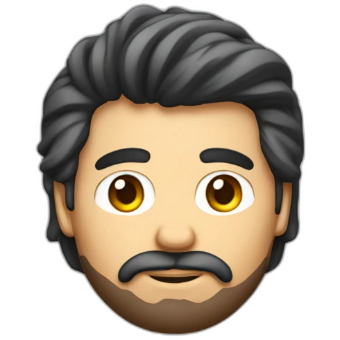 De un experto en redes sociales de cabello corto barba colombiano trabajando en su iMac  emoji