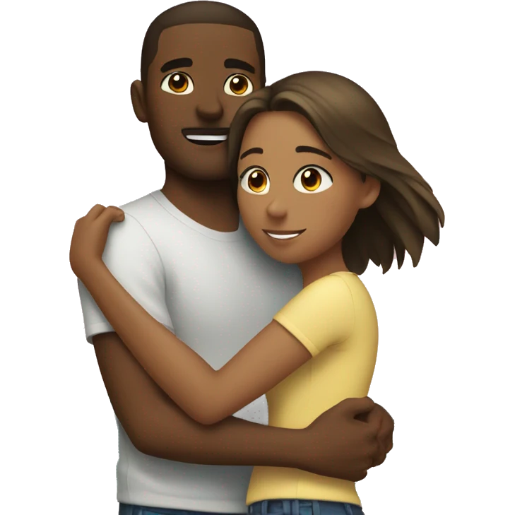 boyfriend and girlfriend hugging on a beach  emoji