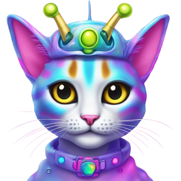 Lisa frank alien cat with antennas on head ￼ emoji