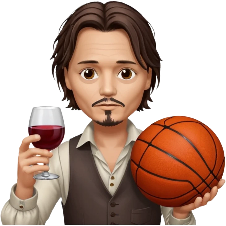 Johnny depp drinking wine with basketball ball in his left hand emoji