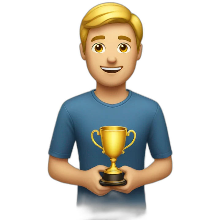 A guy with the Winner cup emoji