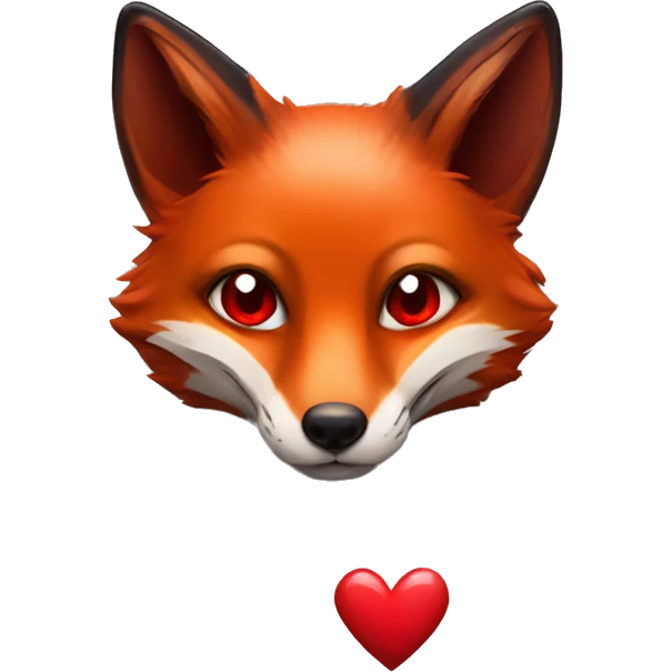 dark red fox face with tiny red heart instead of eyes emoji