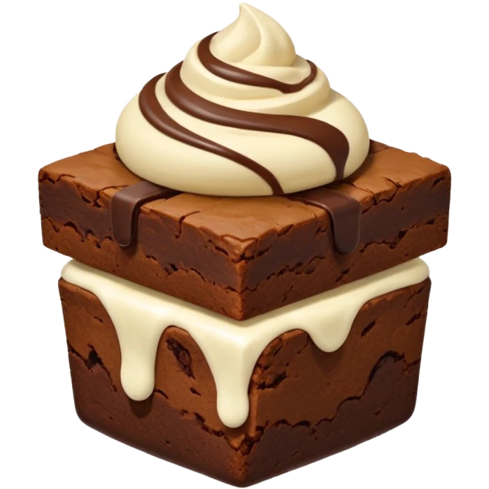 Emoji fofo e minimalista de um brownie no pote quadrado, estilo emoji clássico, mostrando camadas de brownie e recheio cremoso. Deve ser simples, apetitoso e com aparência clara de sobremesa em pote. emoji