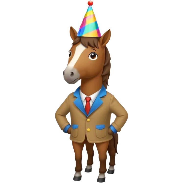 horse in jacket with party hat emoji