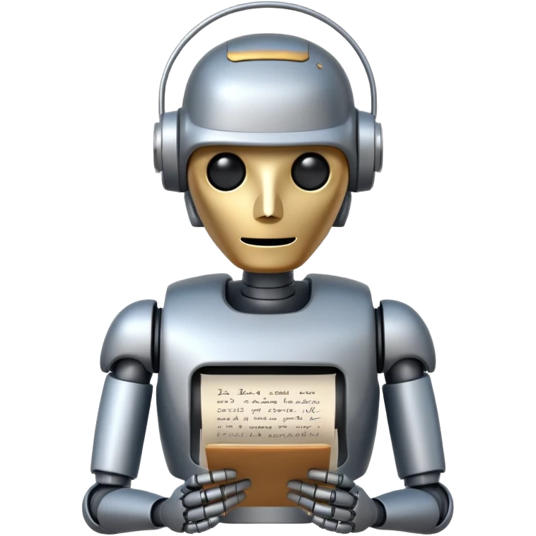 A robot writes text on paper emoji