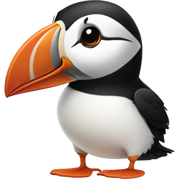 A puffin with kawaii eyes, side view emoji