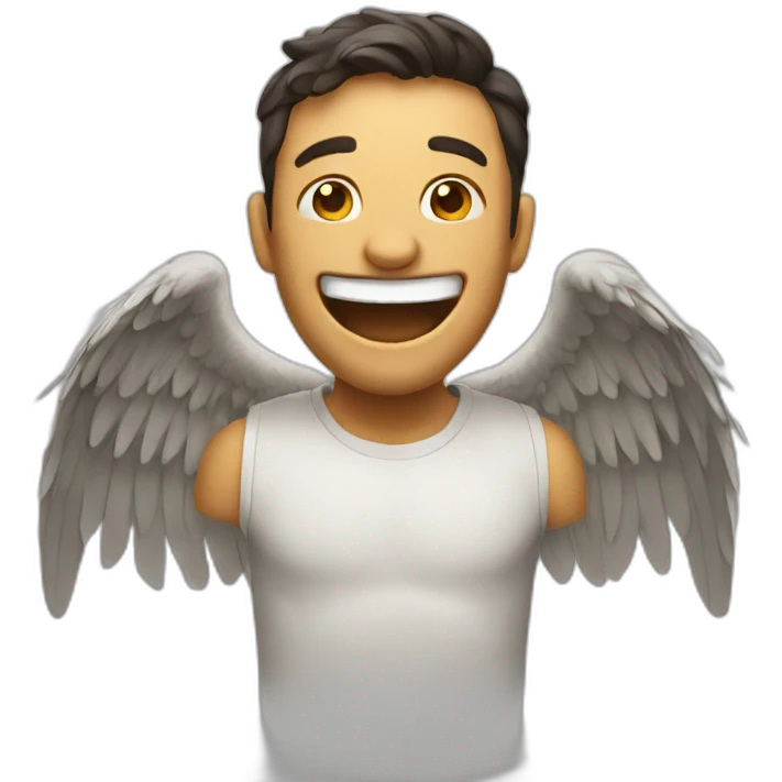 Man with wings laughing  emoji