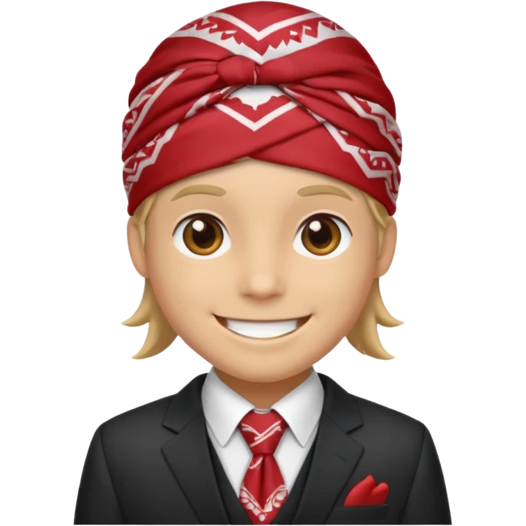 Character wearing a bandana and a suit emoji