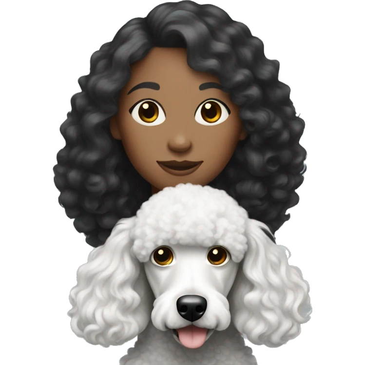 Pale White Red haired woman with black standard poodle emoji