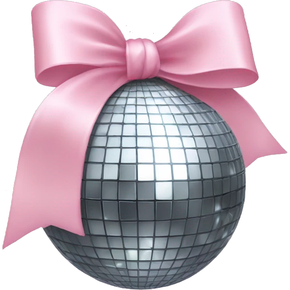 Disco ball with a light pink bow emoji