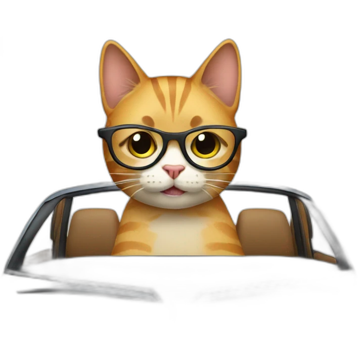 cat in car with glasses emoji