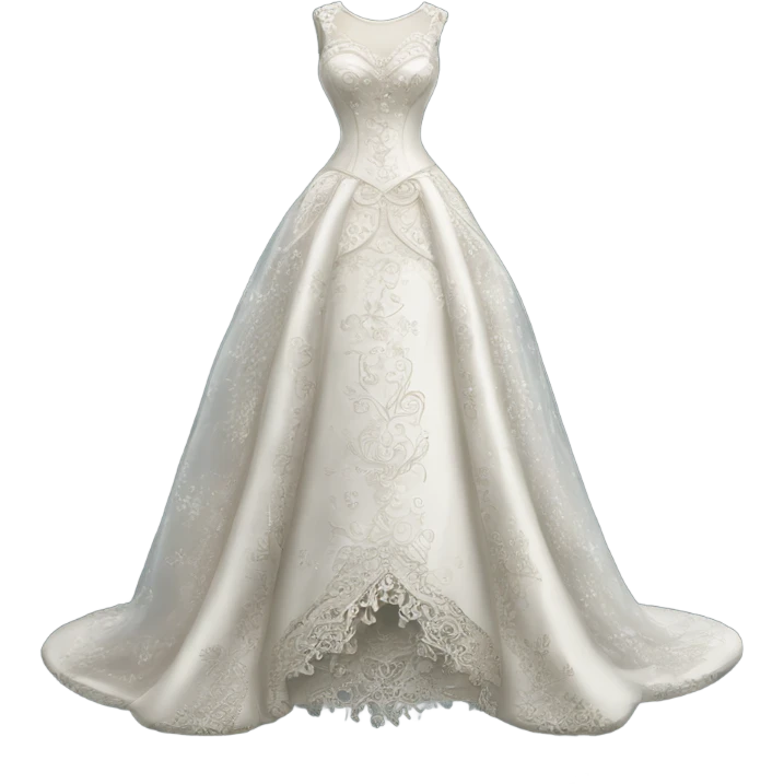 Hyper Realistic ornate and detailed Whimsical Wedding dress displays emoji