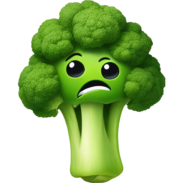 brocoli with funny face emoji