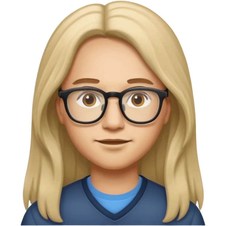 persona con cabello largo y lentes emoji