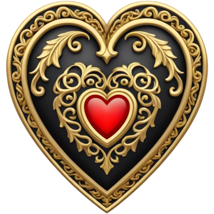 black, gold and red roman catholic renaissance styled heart emoji