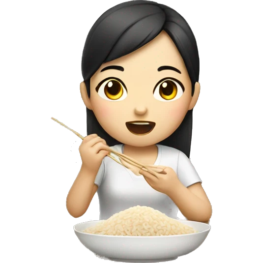 Chineese girl eating rice  emoji