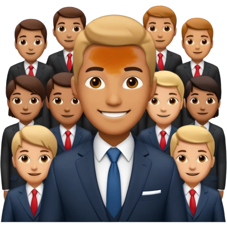 leader figure standing in front of a group emoji