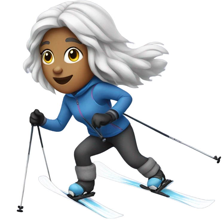 girl on a ski with grey hair  emoji