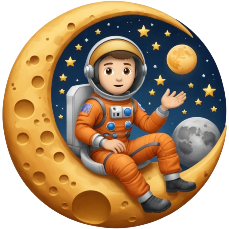 White guy sitting on the moon  emoji