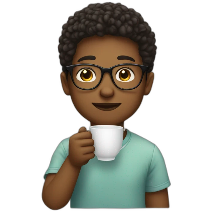 a boy in glasses drinking tea emoji
