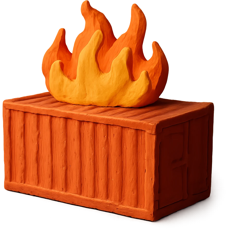 shipping container on fire emoji