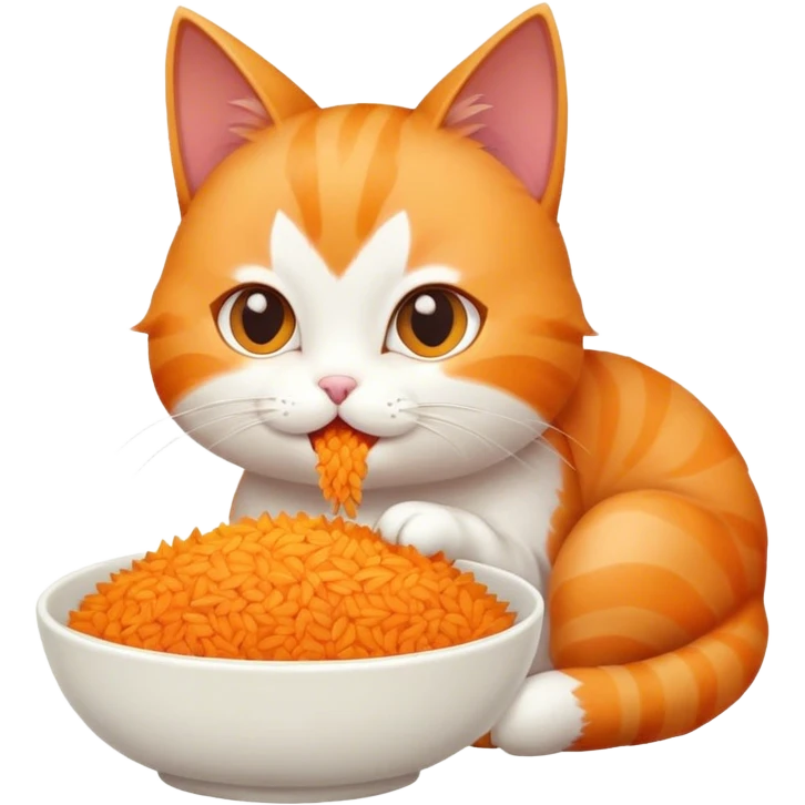 Cat eating rice emoji