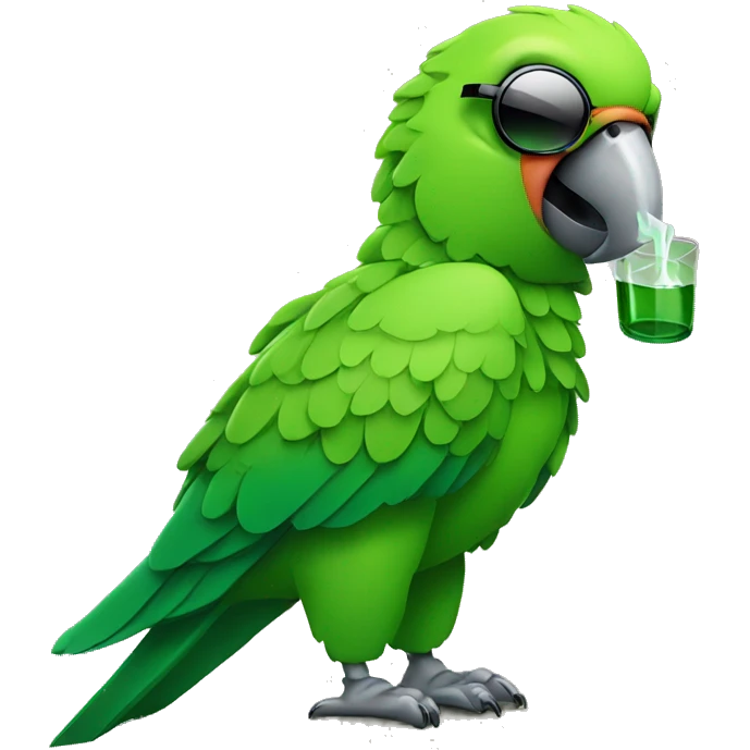 Green parrot smoking and wearing sunglasses  emoji