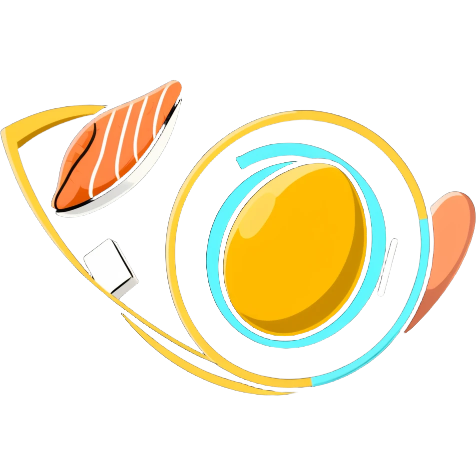 Floating plate with cute stylized protein foods: golden egg, salmon fillet, chicken breast, and tofu block, orbiting a DNA double helix, with energy beams connecting to a muscular figure silhouette emoji