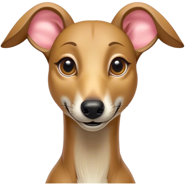 Cinematic Comical Fawn Greyhound Portrait Emoji, Head tilted dramatically with an exaggeratedly amused expression, featuring a striking fawn Fur with subtle elegance, wide, expressive eyes filled with playful disbelief, Simplified yet hilariously expressive features, highly detailed, glowing with a slightly sassy glow, high shine, dramatic yet playful, stylized with an air of cheeky charm, bright and endearing, soft glowing outline, capturing the essence of a spirited and over-the-top racer, so meme-worthy it feels like it could side-eye its way into internet fame instantly! emoji