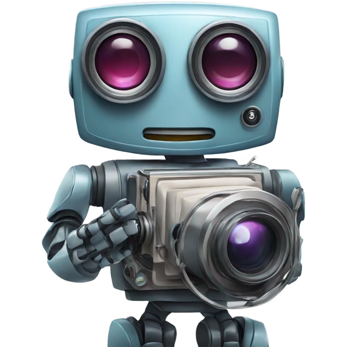 robot holding a movie camera emoji