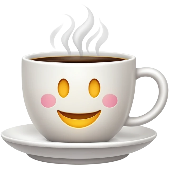 A white cup of coffee with smiley face emoji