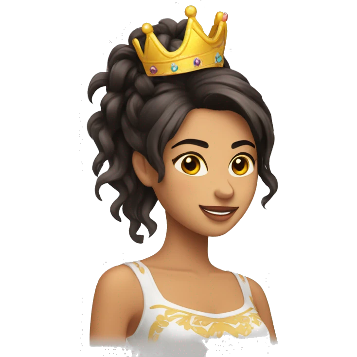Chica piel morena con corona emoji