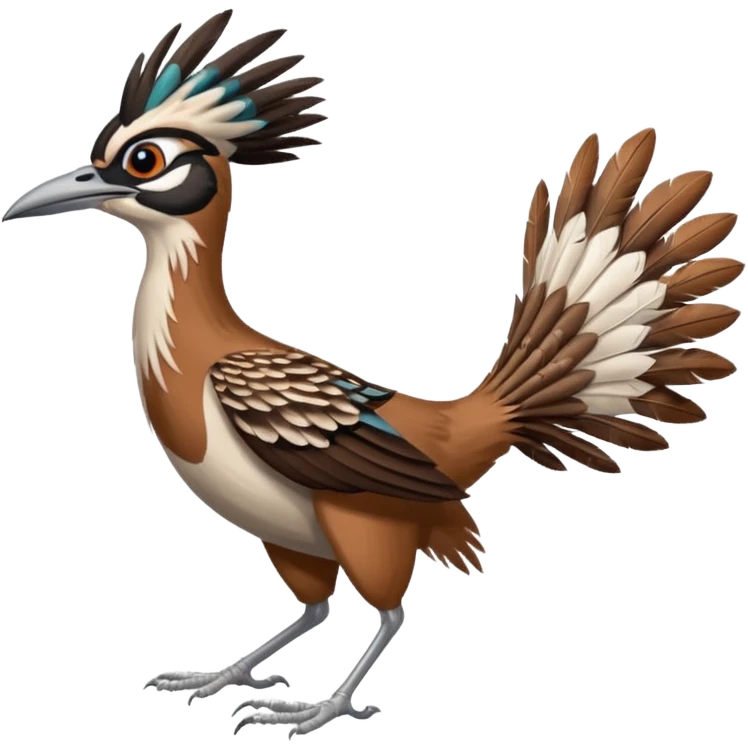 realistic roadrunner bird emoji, running with long feathered tail pointed down and back, actual colors emoji