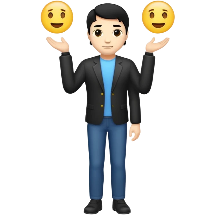 emoji man light skin and black hair, CUERPO COMPLETO emoji