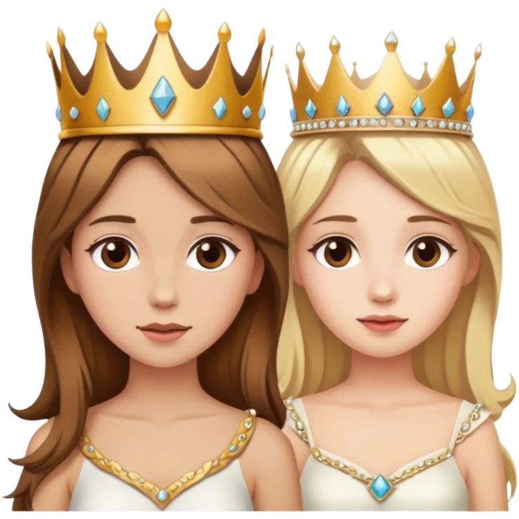 1 brown hair girl and 1 blonde girl with crowns  emoji