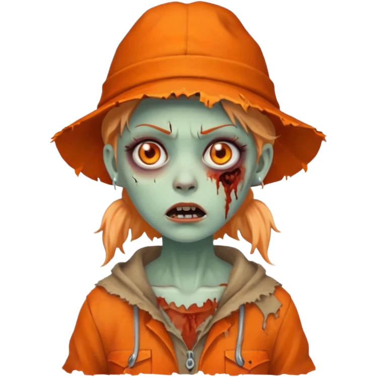 zombie woman in orange hats emoji