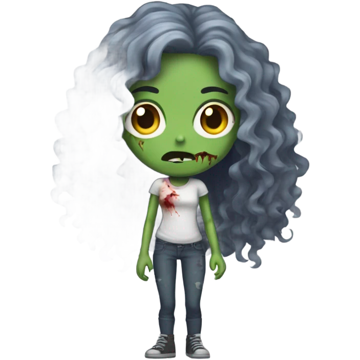 zombie girl with curly long hair  emoji