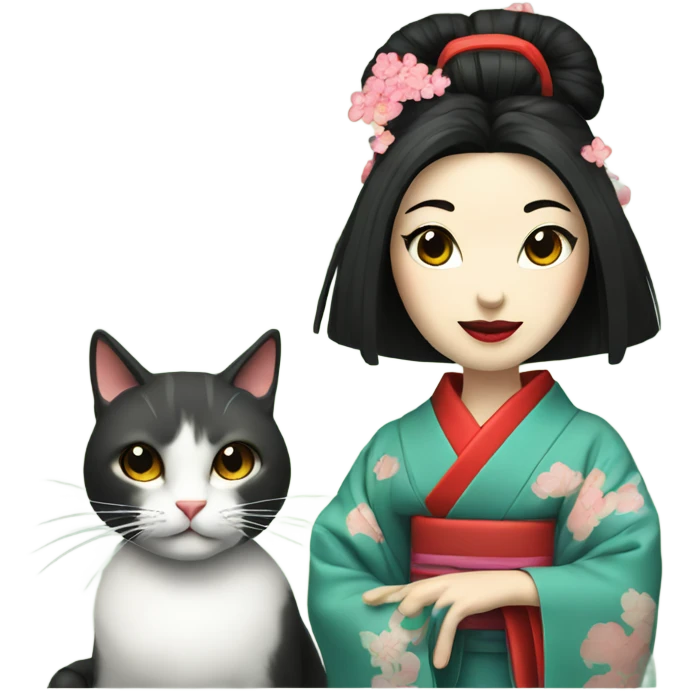 Geisha with cat emoji