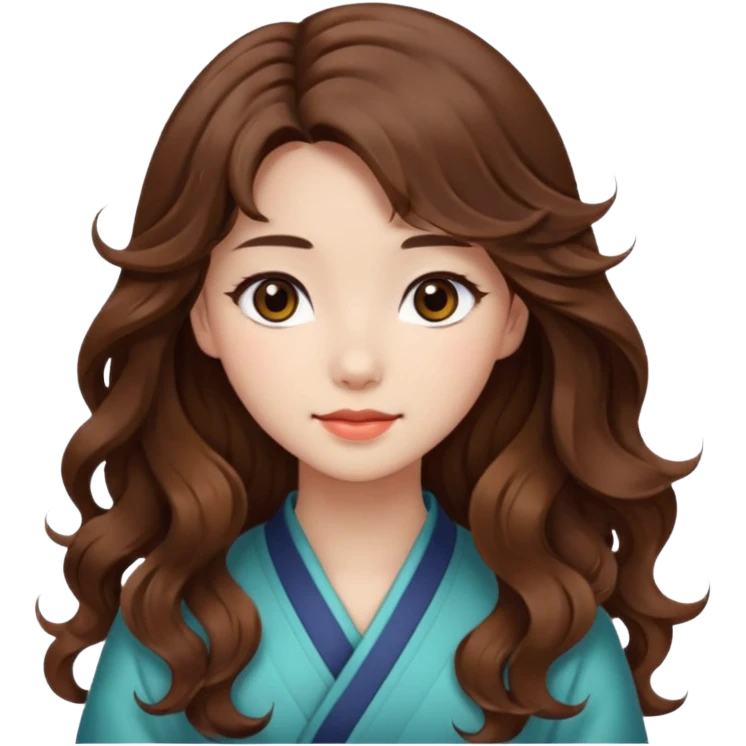 Beautiful girl,brown hair,wavy hair，long hair,Black eyes,Chinese emoji