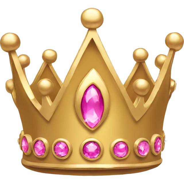 Simple gold queen crown with pink jewels emoji