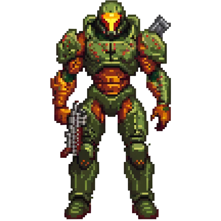 doom slayer, holding a shotgun, battle-ready, muscular build emoji