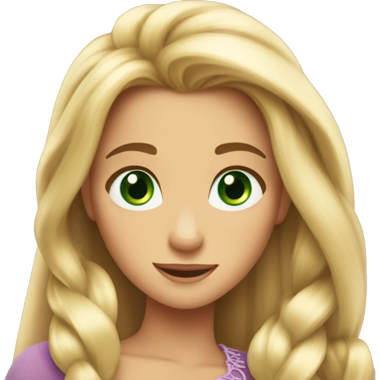 Rapunzel with green eyes and long eyelashes emoji