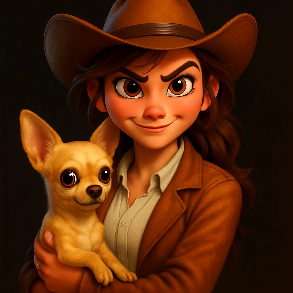 Enhance the image quality with more details, sharpness, and vivid colors in a Pixar-inspired style that is even more expressive. Keep the dark background as is. emoji