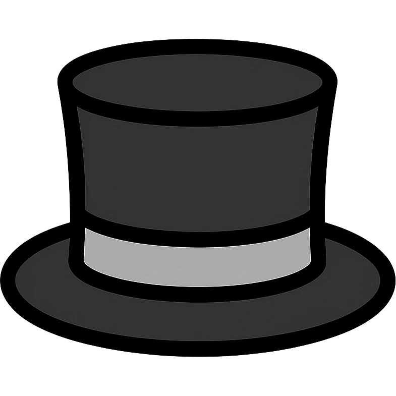 black top hat with gray ribbon icon emoji